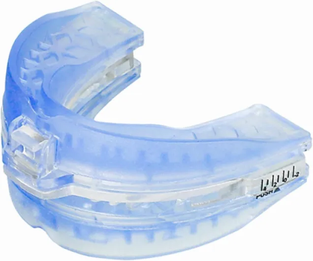 Orthese Anti-Ronflement Silicone RÉGLABLE - Gouttière Anti-Ronflement & Bruxisme - Efficace Hommes/Femmes - Puissant, Adaptable, Sécurité Dentaire (Bleu C02)