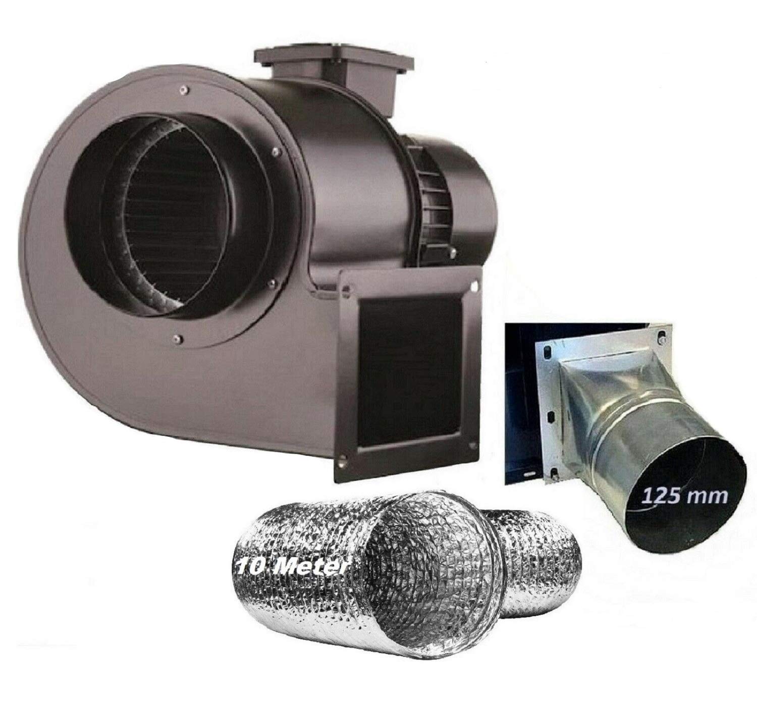 Uzman Ventilateur radial avec bride et tuyau flexible 230 volts, 600 W, 2600 m3/h, 345 mm