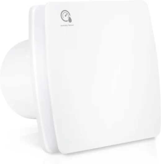 Randaco Ventilateur de salle de bain 100mm｜Avec capteur d'humidité et clapet anti-retour timer｜Montage au plafond et au mur｜Fonctionnement silencieux｜Pour cuisine, salle de bain et cave｜Blanc Ø100mm Ventilateur D’extraction avec Capteur D’humidité