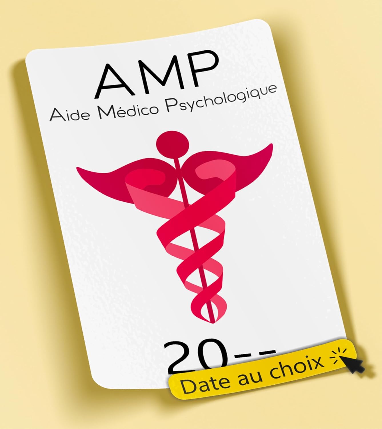 ® - Sticker/Autocollant - Vignette Caducée AMP - Aide Médico Psychologique - Date Personnalisable - Type de pose Vitrophanie* (se colle sur le pare-brise à l'intérieur du véhicule) AMP - Aide Médico Psy.