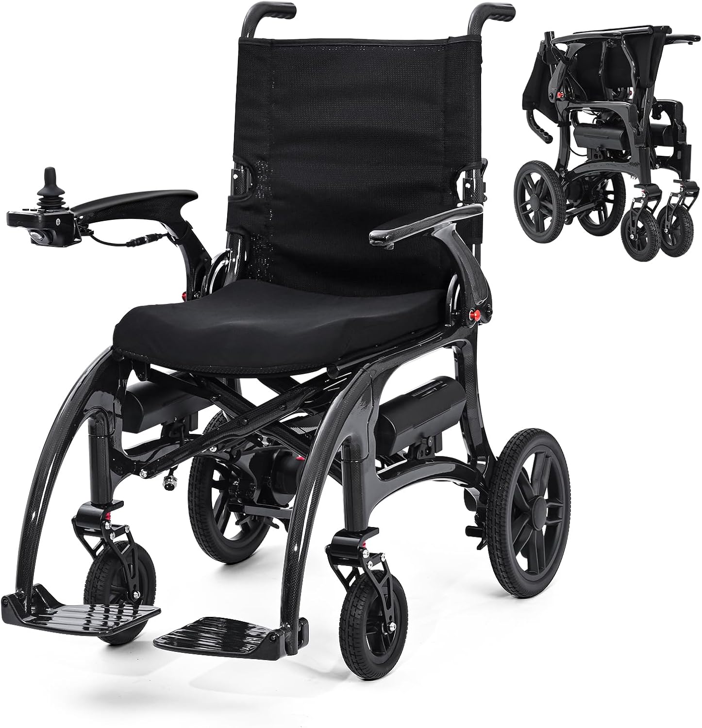ByteTecpeak XP01 Fauteuil Roulant Électrique Ultra-Léger en Fibre de Carbone, Pliable, Moteur 400W, Autonomie 25 km, Batterie Amovible, Charge 150 kg – Parfait pour Voyage et Quotidien