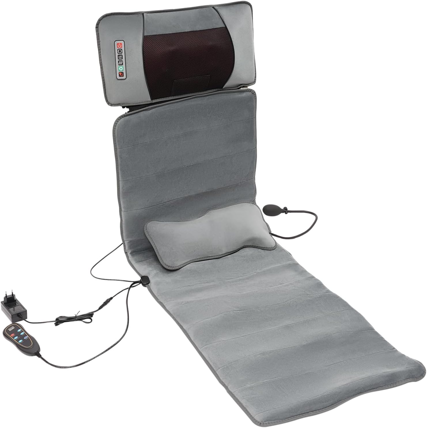 Coussin de massage pour tout le corps avec télécommande, tapis de massage Shiatsu avec fonction chauffante, 9 modes de massage pour le cou, les épaules, le dos et les cuisses