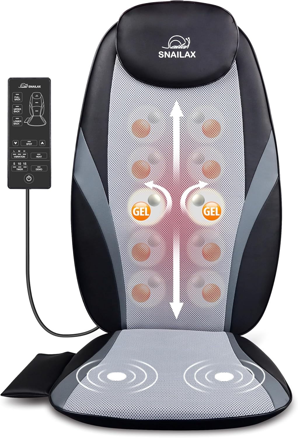 Masseur De Dos Shiatsu avec Chaleur - Nœuds De Massage en Gel, Massage en Profondeur Coussin De Massage De Siège Massant pour Maison&Bureau, Cadeau Homme Femme Noël Visiter la boutique Snailax SL-256G