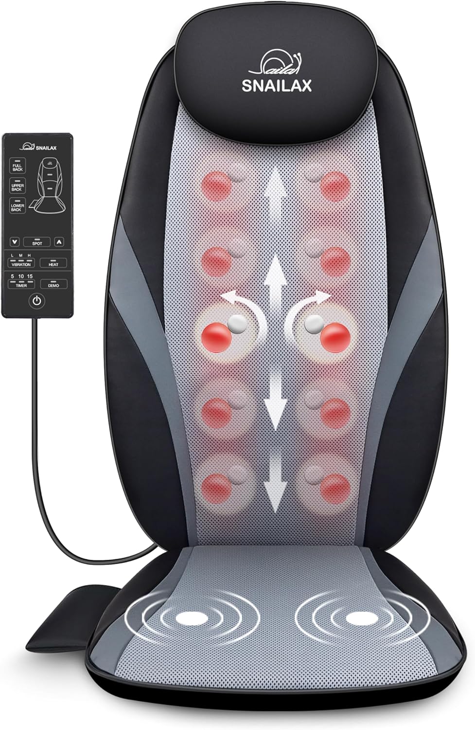 Siège Massant Shiatsu Massage du Dos Chauffant Fauteuil Relaxation Pétrissage Roulement pour Domicile Bureau Coussin de massage