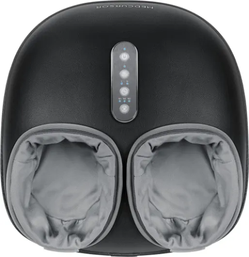 Machine de massage des pieds Medcursor avec fonction de chaleur, masseur à pétrissage profond, réglages multi-niveaux et intensité réglable pour utilisation à domicile ou au bureau (noir)