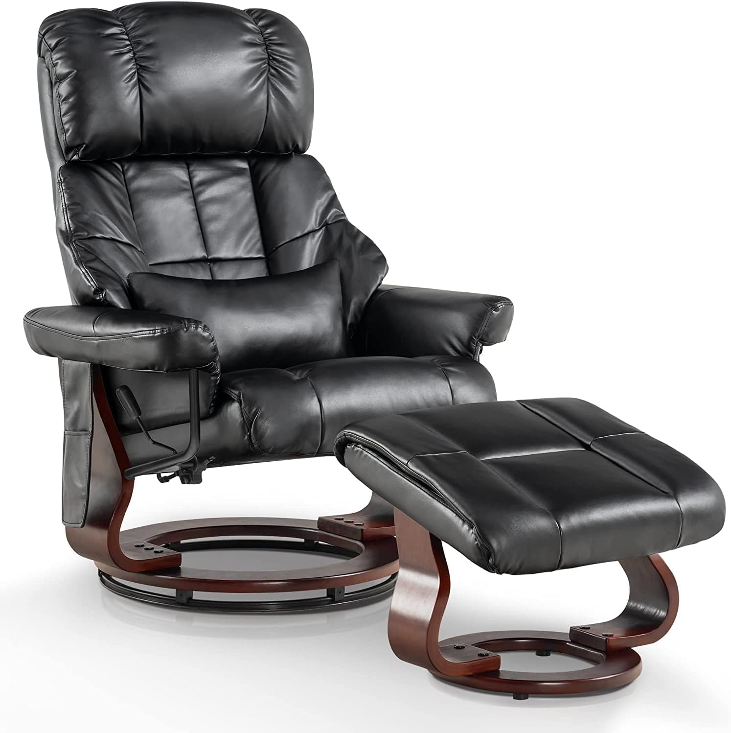 9068 Fauteuil de Massage, Fauteuil de télévision, avec Poche latérale, pivotant à 360°, avec Fonction de Couchage, pour Le Salon, Similicuir (Noir)