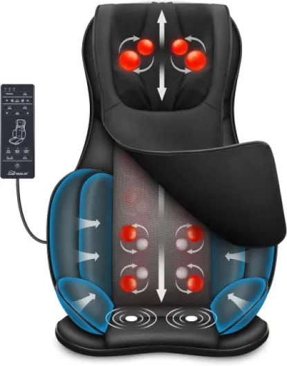 Siège Massage Shiatsu pour Dos & Cou - Masseur avec 8 Rouleaux et 3 Vibration Réglable, Fauteuil Massant Nuque/Lombaire avec Fonction Chauffage - Cadeau Homme Femme Noël Noir