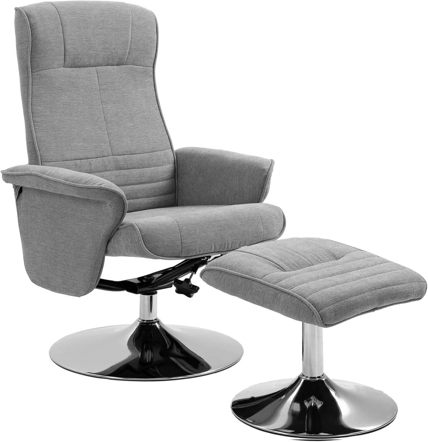 Fauteuil Relax, Fauteuil de Relaxation inclinable 135°, pivotant 360° avec Repose-Pieds, revêtement Tissu pour Salon, Chambre, Bureau, jusqu'à 150 kg, Gris
