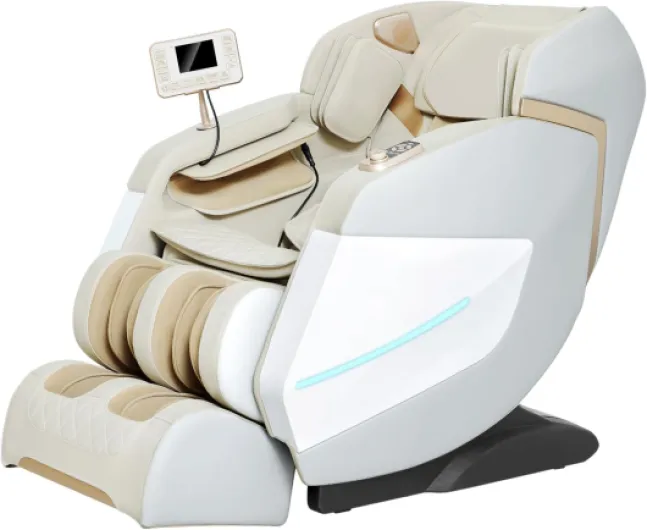 Fauteuil de Massage électrique Zero Gravity - Fauteuil de Massage Shiatsu inclinable avec roulettes pour Les Pieds - Système de Massage à l'air - Thérapie par la Chaleur intégrée Beige