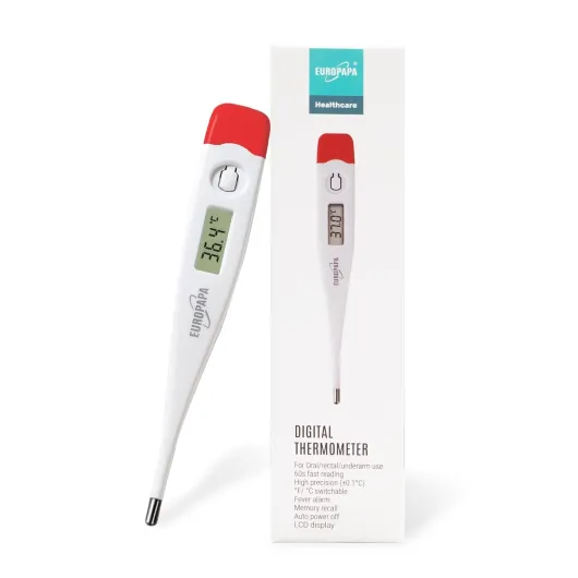 Thermomètre de fièvre numérique pour bébés, enfants et adultes, thermomètre pour voie orale, axillaire ou rectale, étanche avec alarme de fièvre (Rouge)