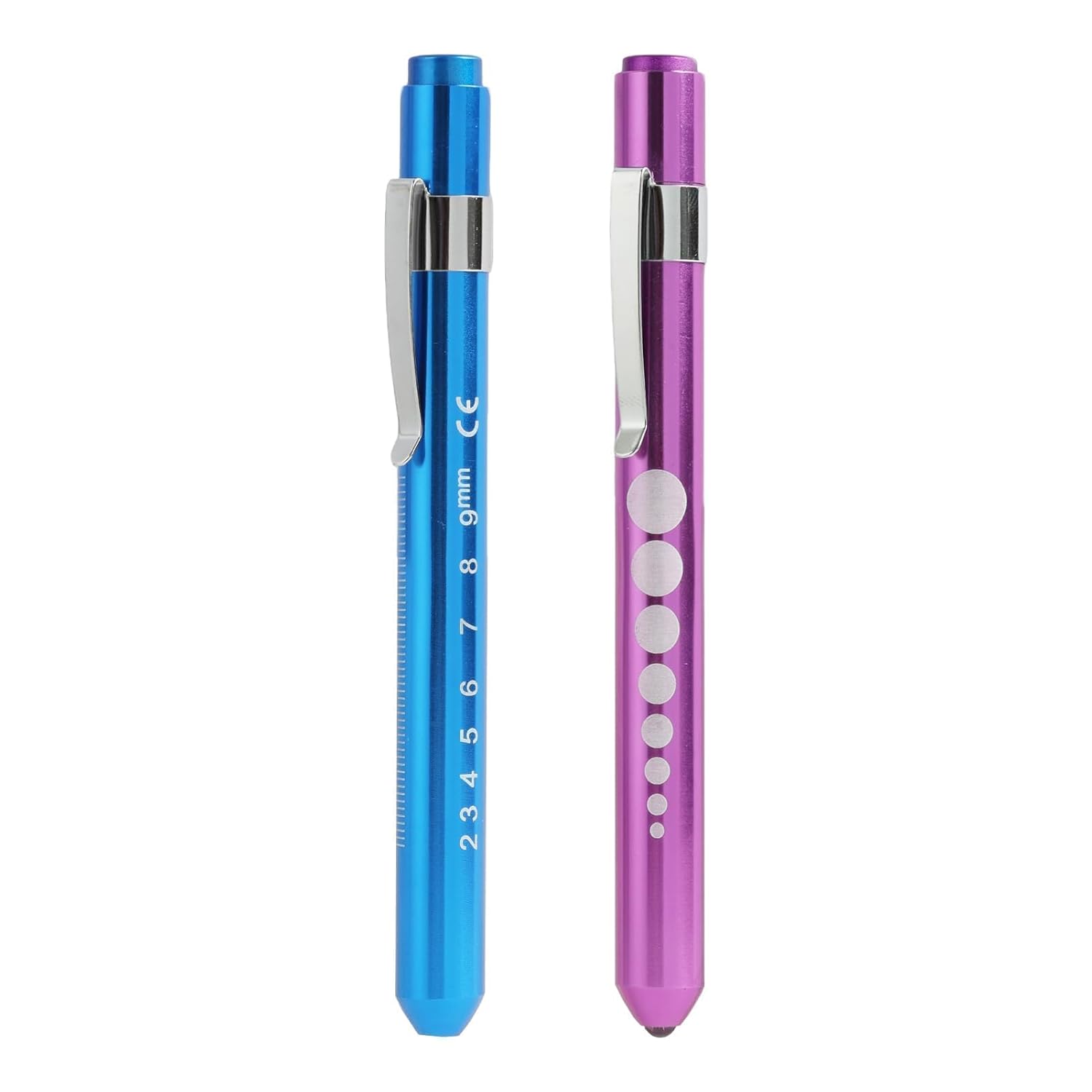 Lot De 2 Lampes De Diagnostic LED Réutilisables Avec Clip De Poche Pour – (rouge Et Bleu) Pour Des Examens Précis Et Pratiques，Léger Et Facile À Utiliser