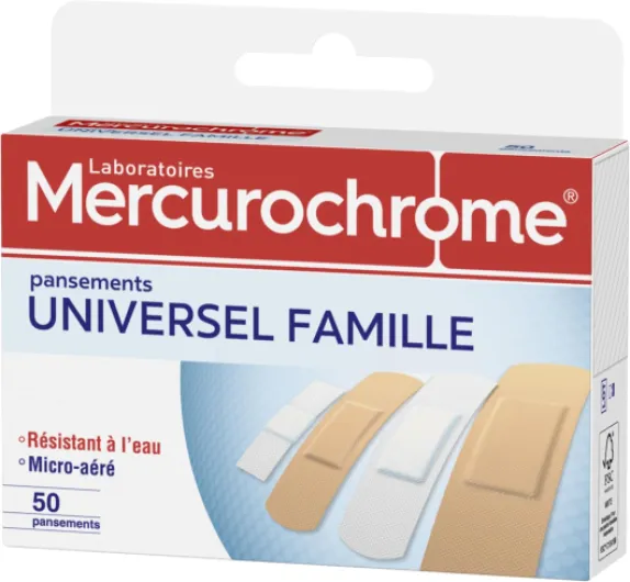 Pansements universel famille Mercurochrome - x50 50 Unité (Lot de 1) Unique