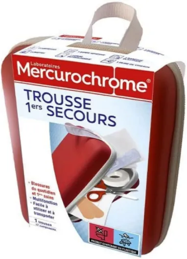Trousse 1ers Secours – Blessures du Quotidien & 1ers Soins - 17 Composants - Pansements, Bandage, Sérum Physiologique, Compresses, Lingettes - Multifonction Unique