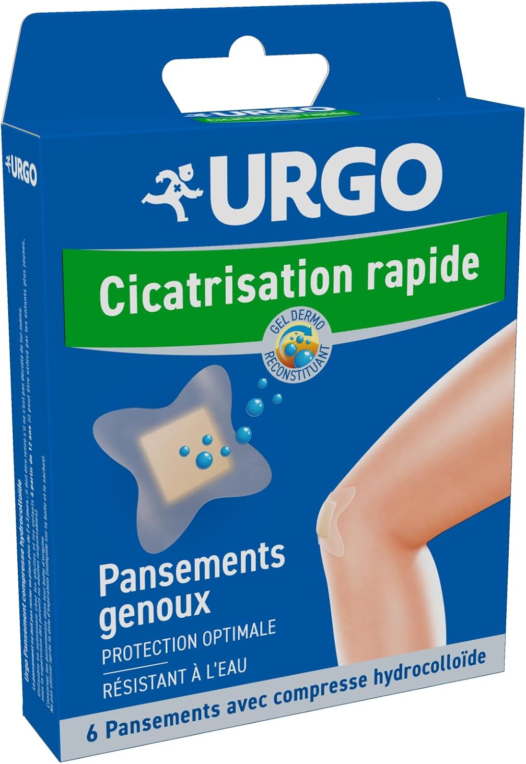 Cicatrisation rapide pansement genoux 6 pansements Chair 2 tailles : 4 petits 68x68mm et 2 grands 77x62mm