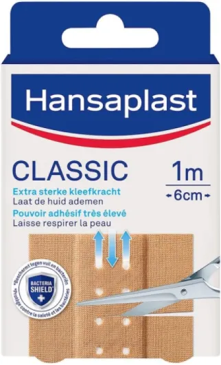 CLASSIC - Pansements Classic - Bandes à Découper - Pour Les Petites Plaies - Résistants à L'eau - Pouvoir Adhésif Elevé - Laisse Respirer la Peau - 10 Bandes 10 x 6 cm 10 Unité (Lot de 1)