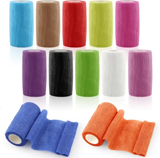 Bandage Autoadhésif, 12 Rollen x 10cm x 4,5m Bande Cohésive pour Premiers Secours, Elastoplast Bande Adhésive pour Poignet, Cheville, Vet Wrap, Chien (10cm)