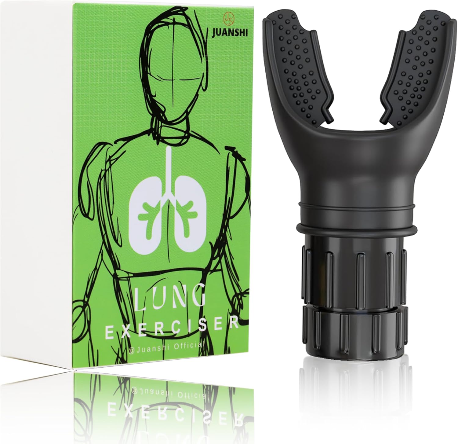 JUANSHI® Appareil d'exercice pulmonaire – Entraîneur de respiration profonde et d'entraînement pulmonaire Oxyfit Appareil respiratoire portable pour les poumons Entraîneur (Noir)