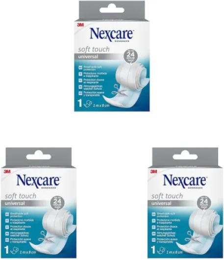 Pansements doux universels Nexcare, 1 m x 8 cm, 1/paquet (Lot de 3) Blanc taille unique (Lot de 3)