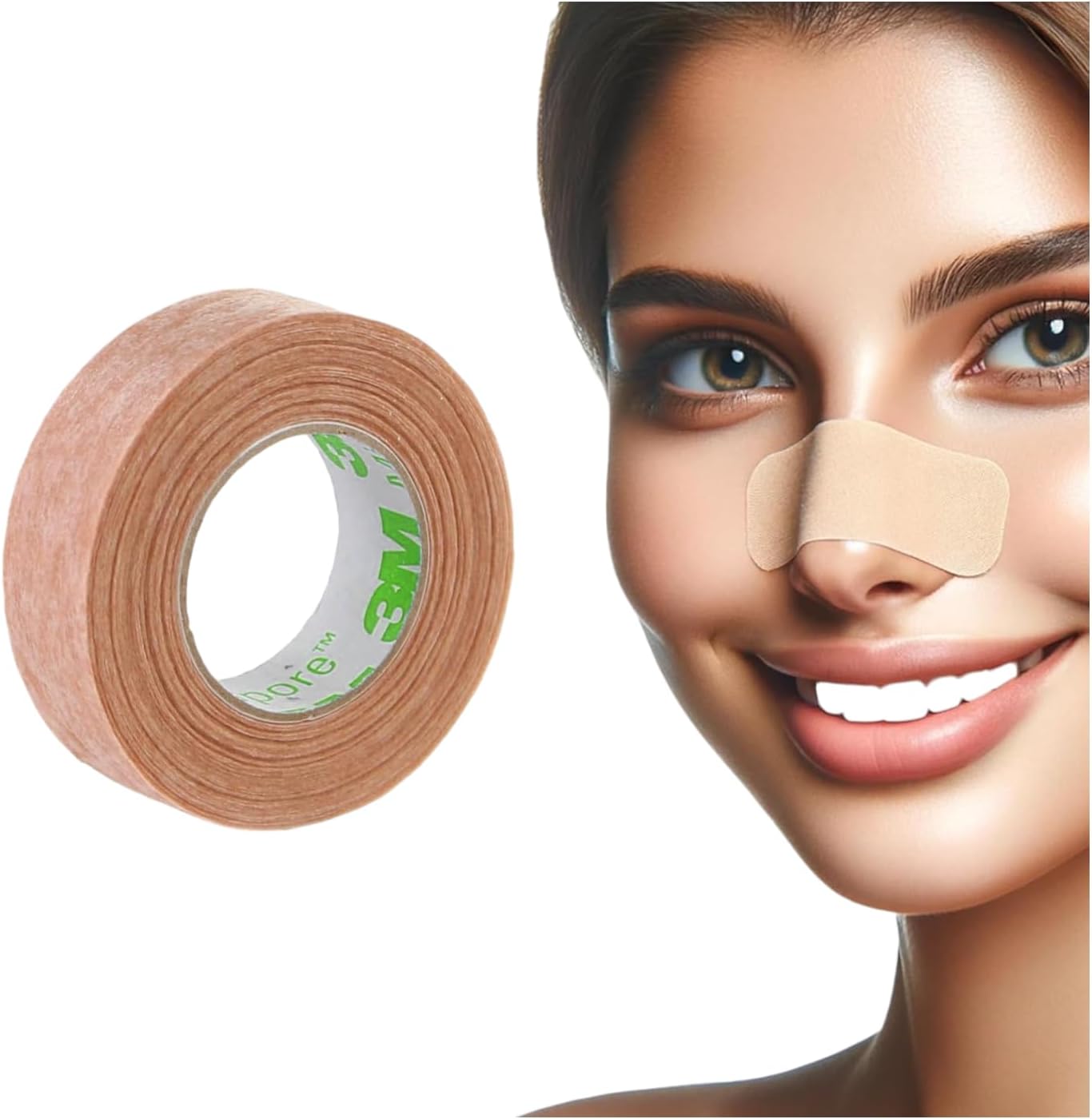 3M Micropore 1533, Ruban Adhésif Chirurgical, Certificat de Conformité Médicale, Microporeux et Flexible, Sparadrap pour Nez, Rhinoplastie - Couleur Chair (2.5 cm x 9 m) (1.25 cm x 9 m)