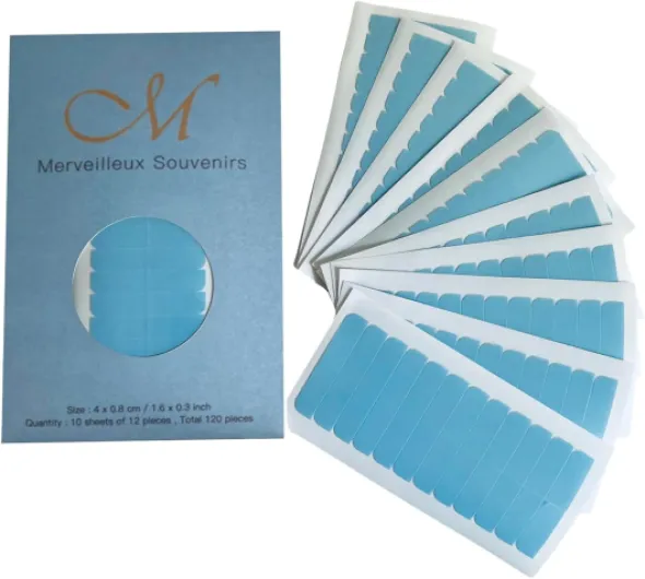 Lot de 120 Bande adhésive d'Extension de Cheveux , Ruban Adhésif double face pour le Remplacement de Trame de Cheveux ( Bleu ) (Bleu)