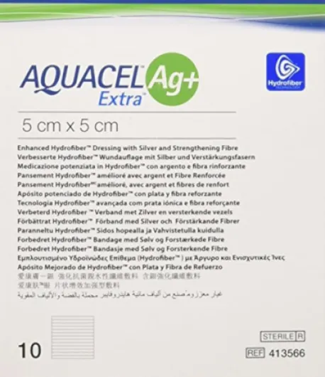 Aquacel AG+ Plaques Extra-Carrées pour Pansement, 5 x 5 cm