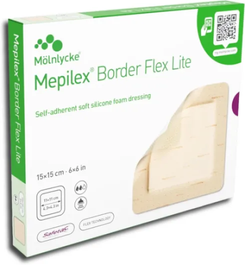 Mepilex Border Flex Lot de 5 pansements en silicone souple auto-adhésif 15 x 15 cm