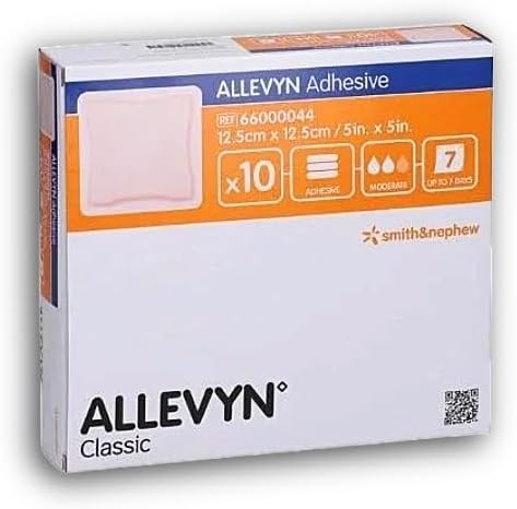 Allevyn Adhesive, Pansements adhésifs en mousse, pansements stériles classiques pour plaies, 12,5 x 12,5 cm, 10 pièces