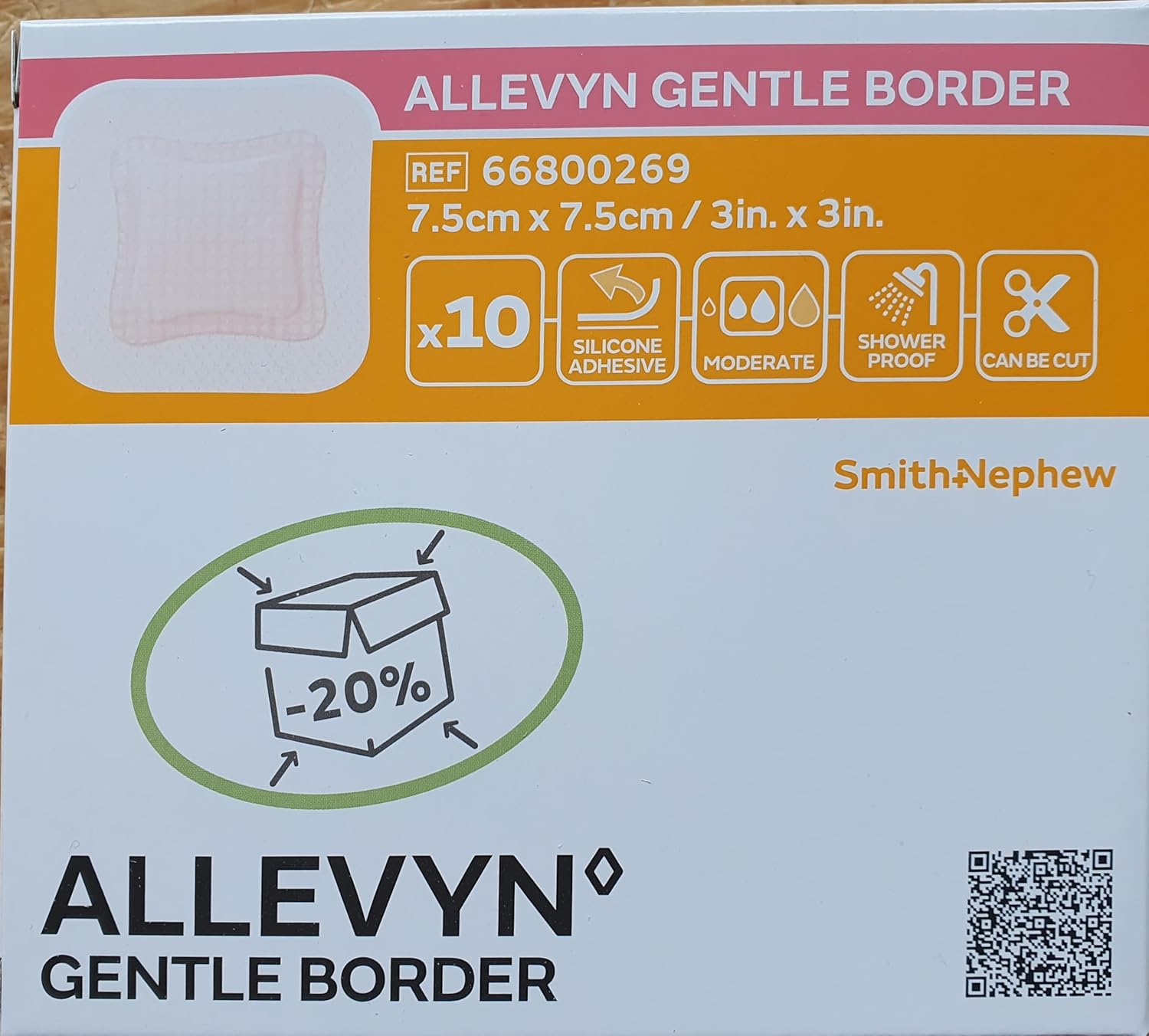 ALLEVYN Gentle Border 7,5 cm x 7,5 cm x 10 pansements en mousse adhésive 66800269 - One Size