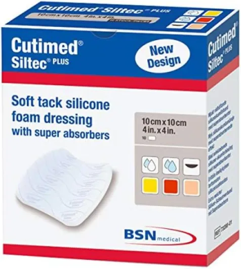 Siltec Plus 10 x 10 cm Boite de 10 Pansements Adhésifs