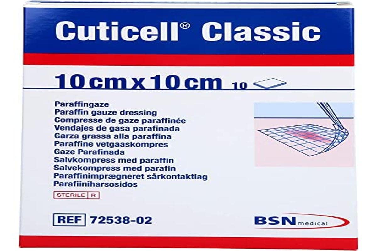 BSN Medical Cuticell Classic Compresse de Gaze Paraffinée 10 x 10 cm - 10 Unités 10cm x 10cm