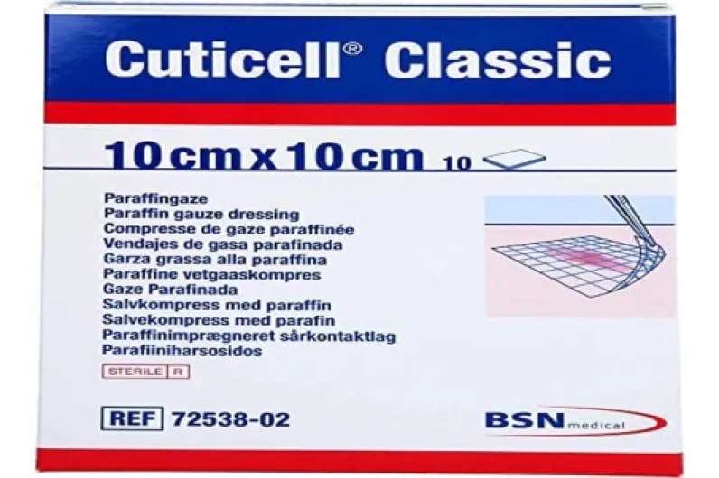 BSN Medical Cuticell Classic Compresse de Gaze Paraffinée 10 x 10 cm - 10 Unités 10cm x 10cm