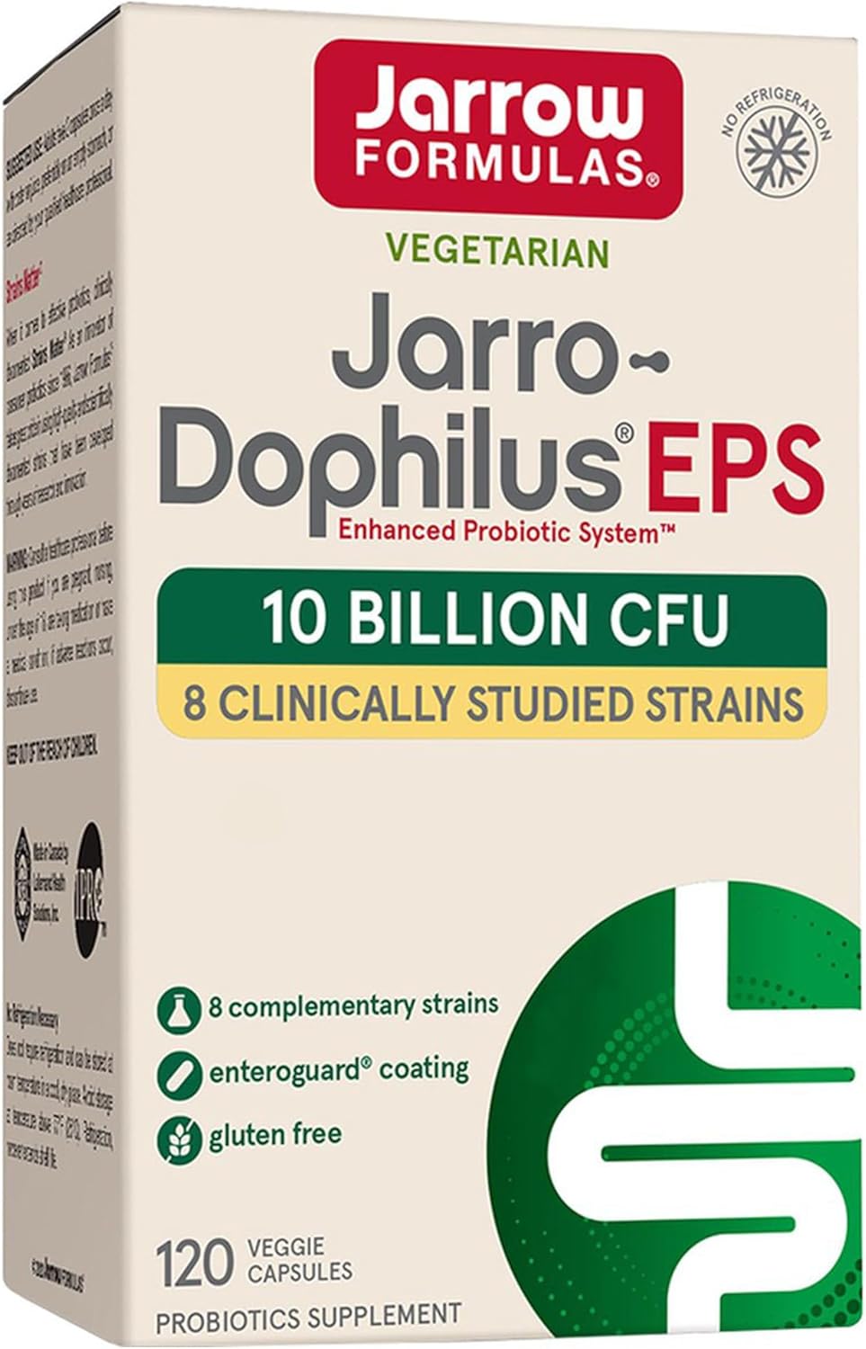 , Jarro-Dophilus EPS, 5 Milliards de Cultures Bactériennes par Capsule, Hautement Dosé, 120 Capsules, Testé en Laboratoire, Sans Gluten, Végétarien, Sans OGM