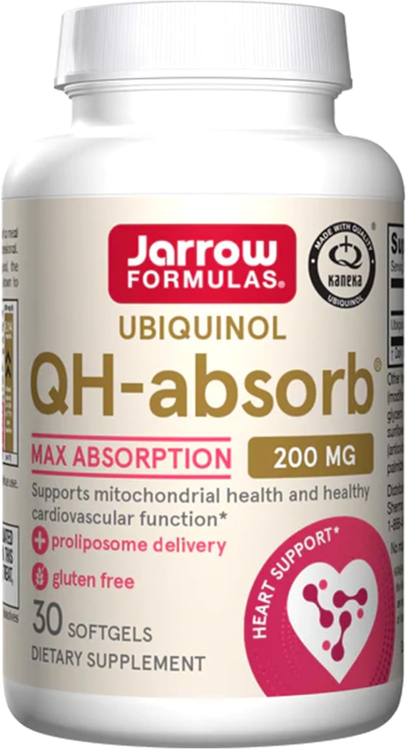 , Ubiquinol QH-Absorb (Coenzyme Q10 Actif), 200mg, Hautement Dosé, 60 Capsules molles, Testé en Laboratoire, Sans Gluten, Sans Soja, Sans OGM