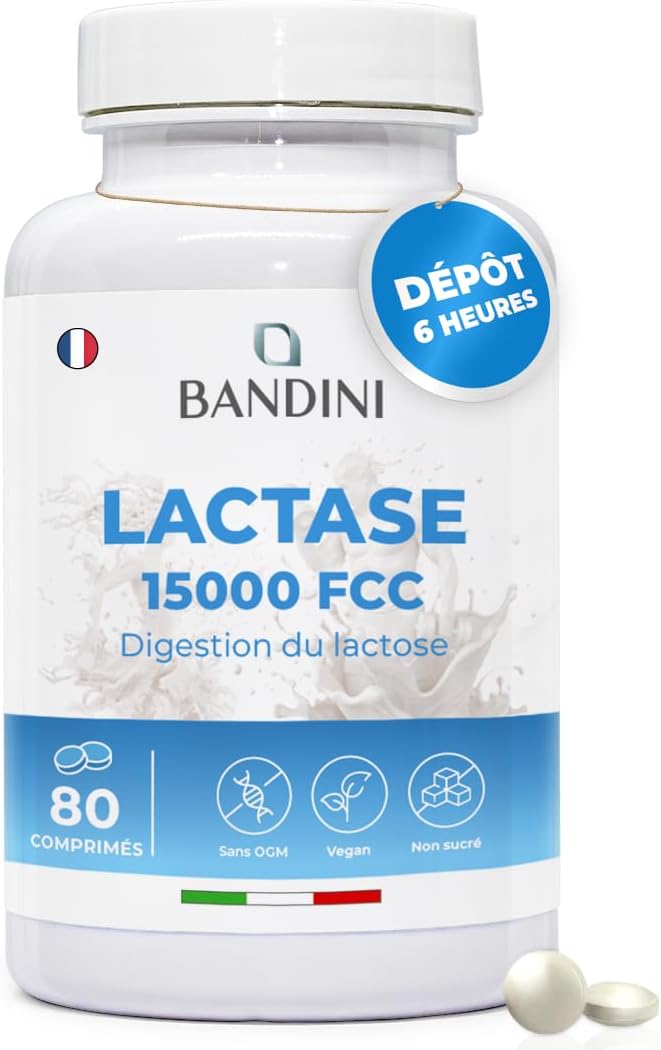 ® Lactase DEPOT 15000 FCC - 80 Comprimés à libération prolongée (6 HEURES) - Combat l'Intolérance au Lactose et au Lait - Favorise la Digestion du Lactose - Enzyme Digestive Végétal - No OGM
