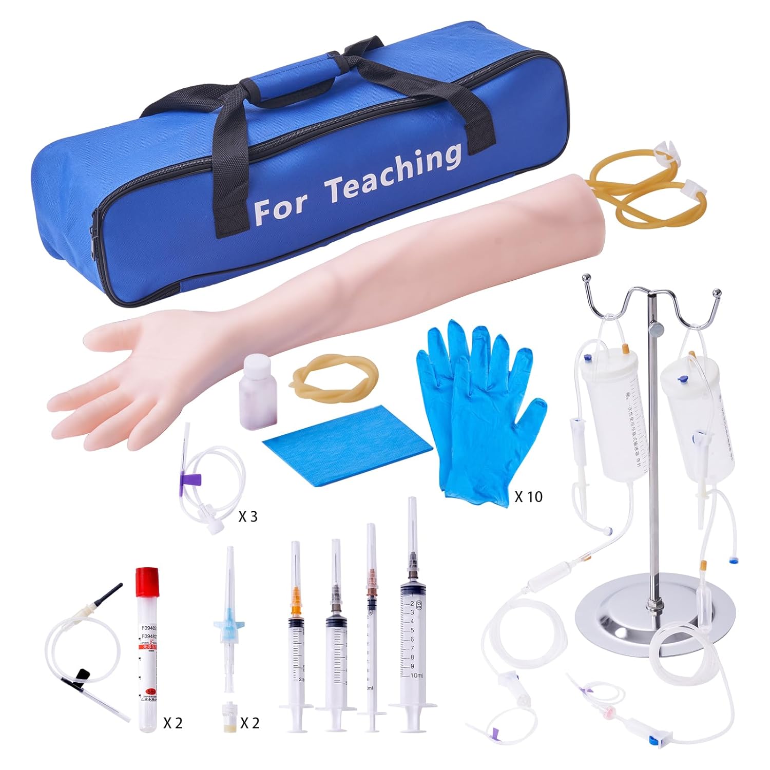Bras d'Entraînement pour Perfusion Intraveineuse en PVC, Bras de Formation Haute Simulation avec Sac de Transport, Bras de Pratique de Ponction Veineuse Kit Compet pour Étudiants et Infirmières Bras d'Entraînement pour Perfusion B