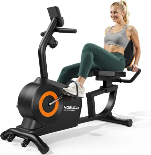 YOSUDA Vélo d'Appartement Semi-Allongé pour la Maison – 16 Niveaux de Résistance Magnétique, Silencieux, Siège Réglable, Montage Facile, Écran LCD, Capteurs de Pouls, Capacité 160kg, velo semi allongé Noir Classique