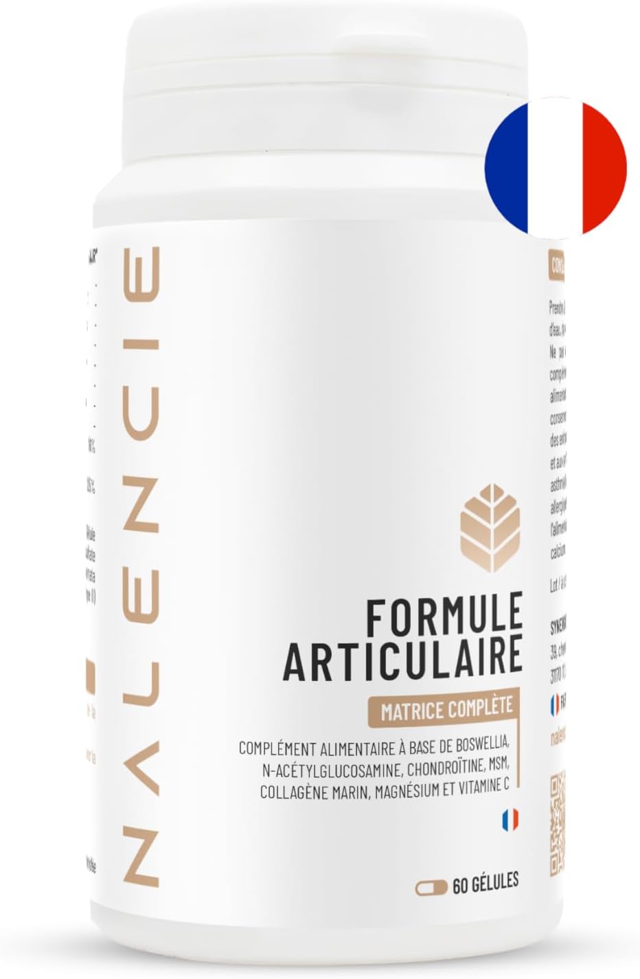 Formule Articulations Complète - Anti douleurs - 7 Actifs : Glucosamine, Chondroïtine Marine, MSM, Collagène Marin, Boswellia, Vitamine C, Magnésium – 60 Gélules – Fabrication Française