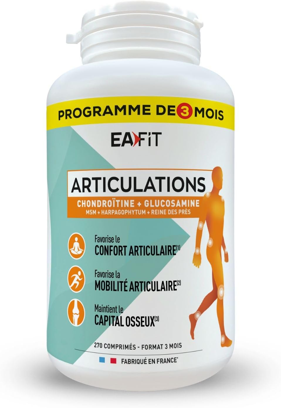 ARTICULATIONS - Glucosamine, Chondroitine, Msm, Harpagophytum, Calcium, Cuivre - Confort, Mobilité, Capital Osseux - Format 3 MOIS - 270 comprimés