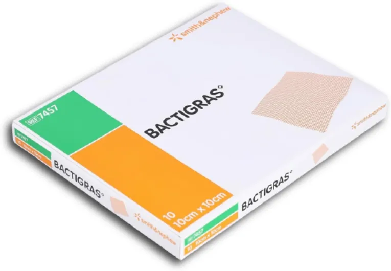 Smith & Nephew Bactigras Pack de 10 Pansements de Tulle Gras 10 x 10 cm