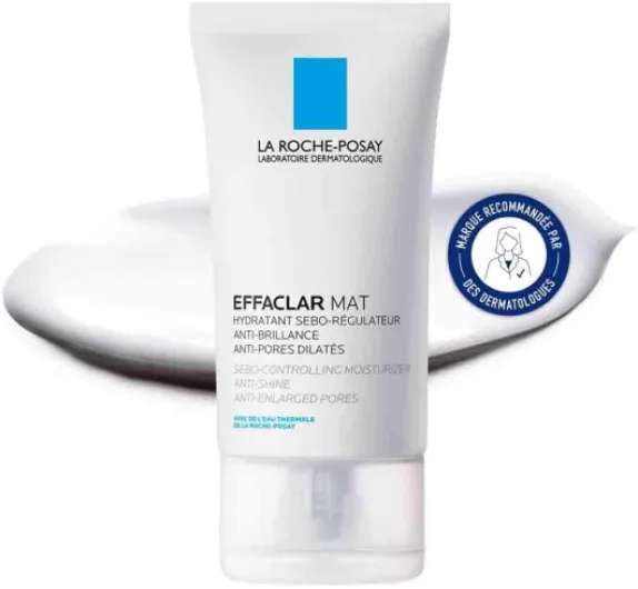 La Roche-Posay - Soin Effaclar Mat+ - Crème Hydratante Visage Matifiante - Anti-brillance et Pores Dilatés - Acide Salicylique et Sébulyse - Soin pour le Visage Peaux Grasses à Mixtes & Sensibles