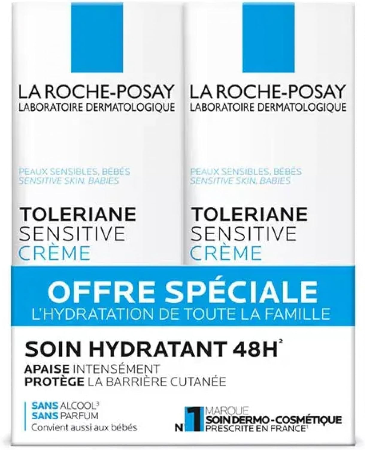 La Roche-Posay Toleriane Creme Soin Hydratant Apaisant Protecteur Sensitive 2x40ml