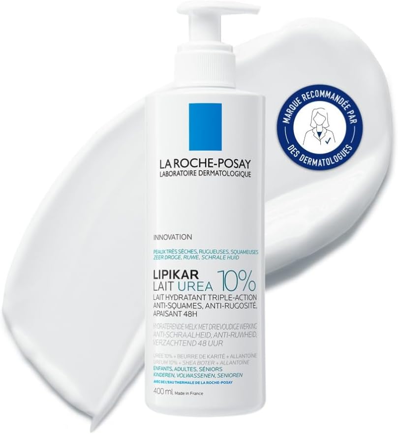 La Roche-Posay - Lipikar Urea - Lait Corps Hydratant Urea 10% Triple-Action - Anti-Sécheresses et Anti-Irritations - Enrichi en Urée, Allantoïne et Beurre de karité - Soin Pour le Corps dermatologique