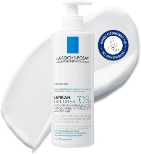 La Roche-Posay - Lipikar Urea - Lait Corps Hydratant Urea 10% Triple-Action - Anti-Sécheresses et Anti-Irritations - Enrichi en Urée, Allantoïne et Beurre de karité - Soin Pour le Corps dermatologique