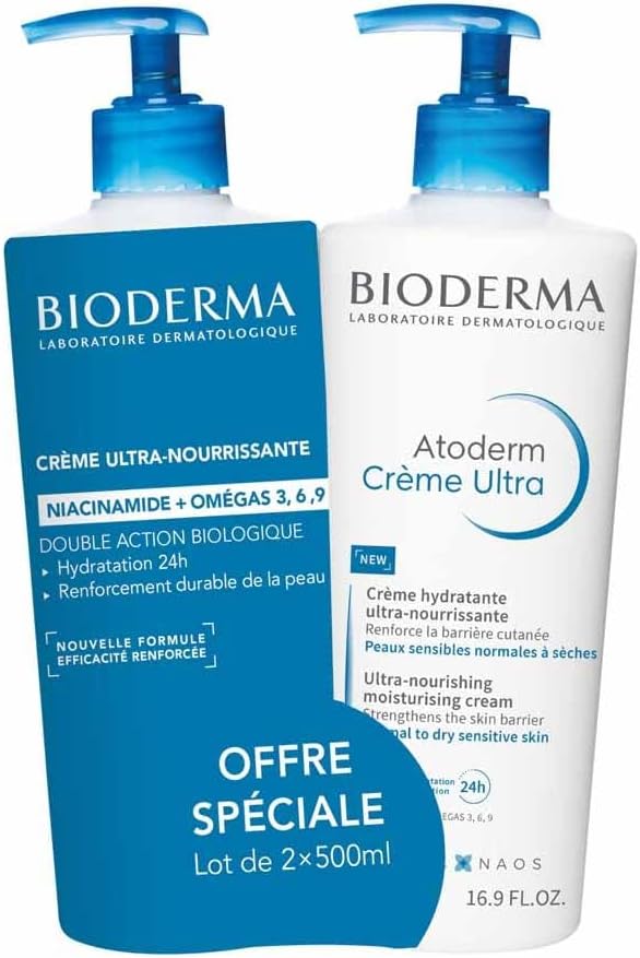 Bioderma Atoderm Crème Ultra-Nourrissant Sans Parfum Lot de 2 x 500 ml 500 ml (Lot de 2)