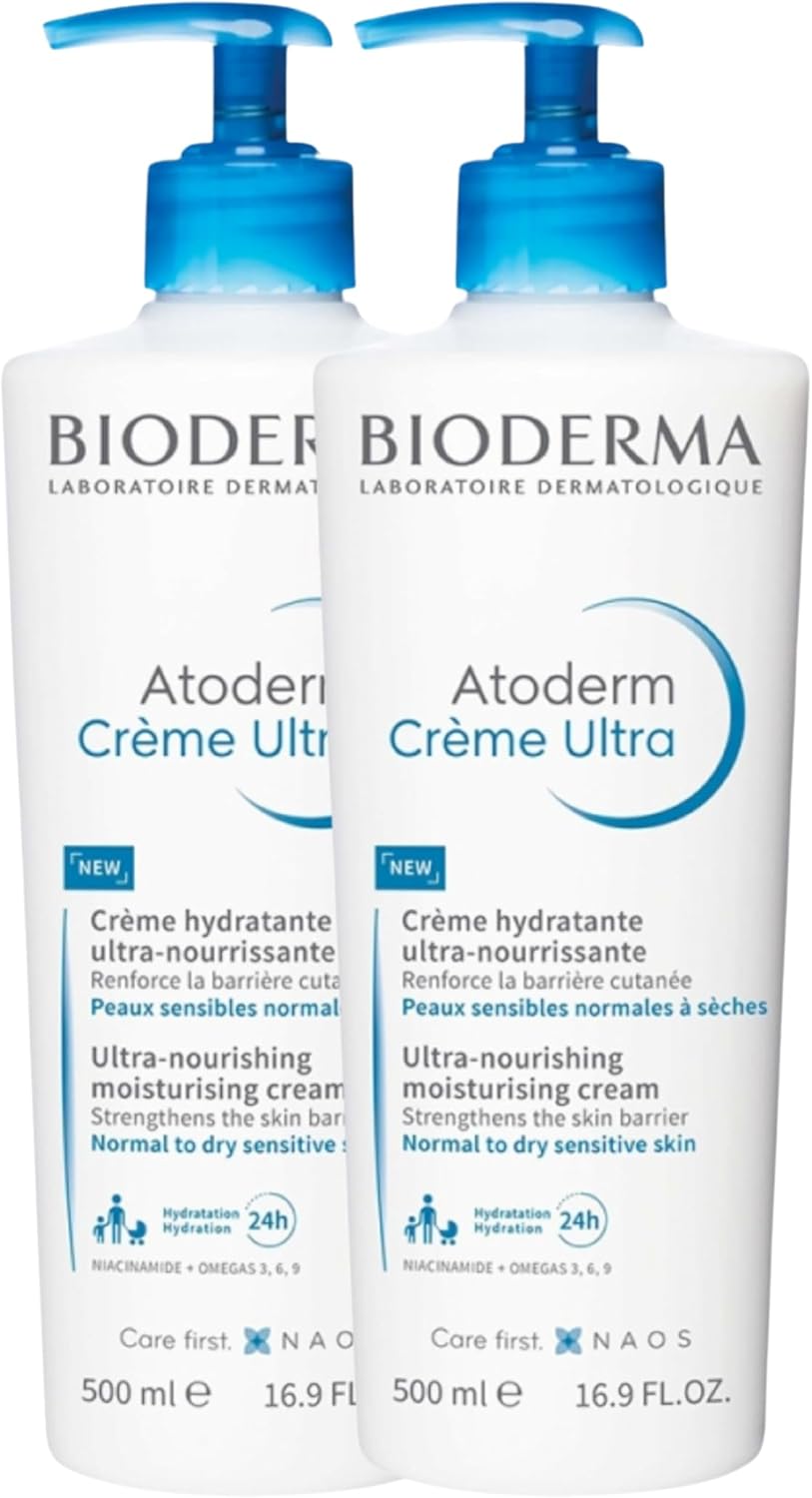 Atoderm Crème Ultra - Soin Quotidien Hydratant Ultra-Nourrissant - Nourrit la Peau - Délicatement Parfumée - Très bonne Tolérance - Fabriqué en France - Lot de 2x500ML