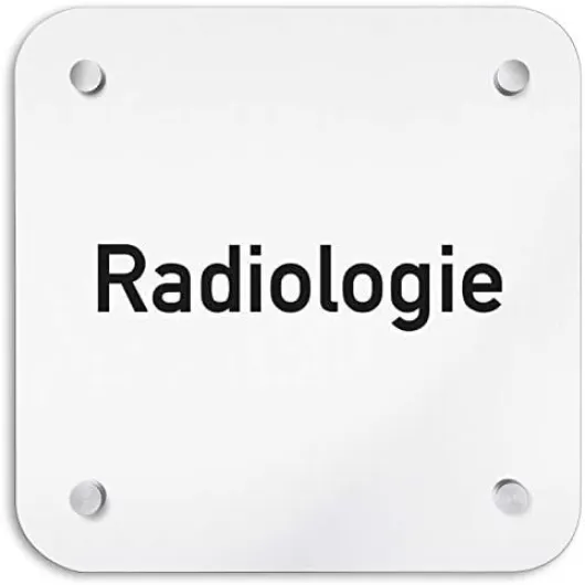 Kinekt3d Panneau Mural en Aluminium 200 x 200 mm • Radiologie • Plaque signalétique – Plaque de Porte en Aluminium 1,5 mm d'épaisseur • Matériel de Fixation Inclus + Montage Mural
