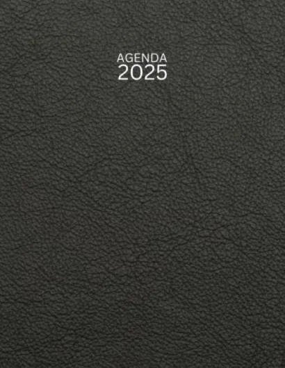 Agenda 2025 semainier: 12 Mois Janvier A Décembre - 1 Semaine Sur 2 Pages - Grand format A4 21 x 29 - motif Noir