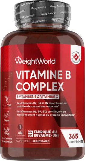 Vitamine B Complex - 365 Micro-Comprimés Vegan - Multivitamines avec Vitamine C & B1, B5, B6, B9 (acide folique) et B12, B2, B3, B7 Biotine - Vit B Complex, sans OGM, sans Stéarate de Magnésium