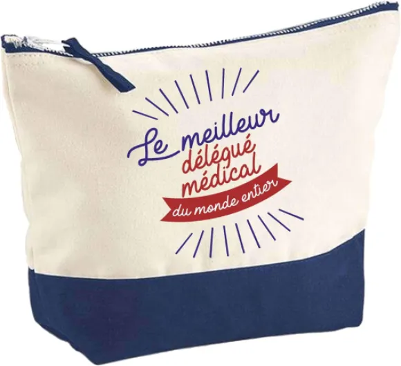 Pochette Meilleur Délégué médical du monde - Idée Cadeau pour Collègue Travail Retraite Trousse Grand Format Maquillage Toilette