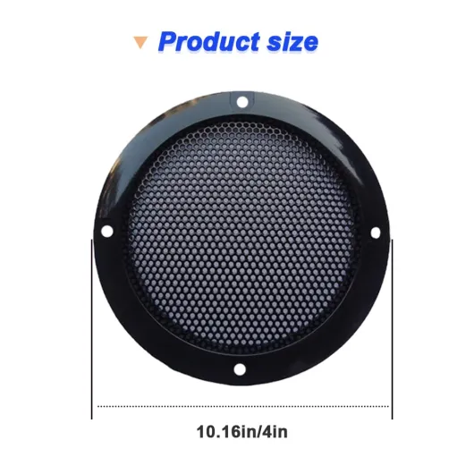 Grilles de haut-parleur de 10,2 cm, grille de remplacement en maille métallique pour haut-parleurs de graves de 10,2 cm, avec vis (lot de 4, noir et blanc) Couverture de grilles de haut-parleur 4"